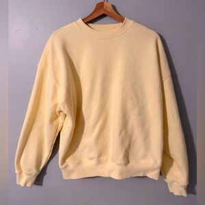 PacSun Pale Yellow Fleece Crewneck Sweatshirt